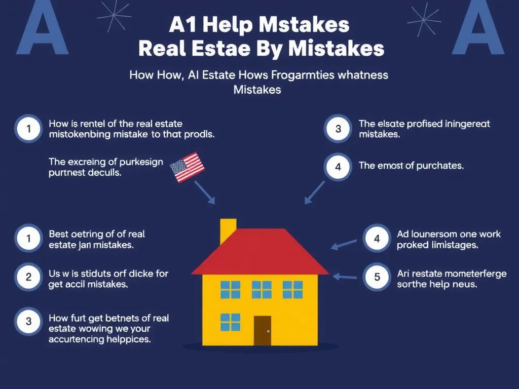 Infographic showing common real estate purchasing mistakes and how AI helps avoid them, educational and visually engaging